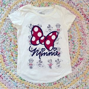 Disney Minnie Mouse Glitter Bow Girls T Shirt Size Medium